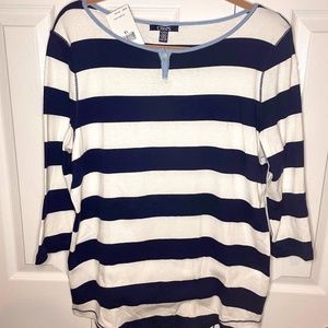Chaps Blue White Striped Long Sleeve Shirt Womans Size 1X